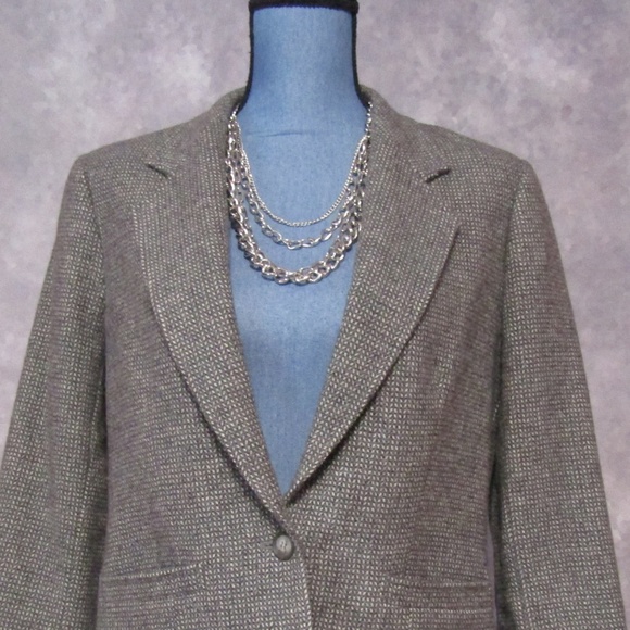 Vintage Pendleton Gray White Woven Wool Blazer 10 - Picture 2 of 7